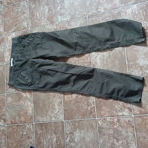 GUC Loft green khaki pants size 0 front zipper pockets straight Low Rise